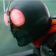 Kamen Rider, the masked Japanese superhero, rides a motorcycle.